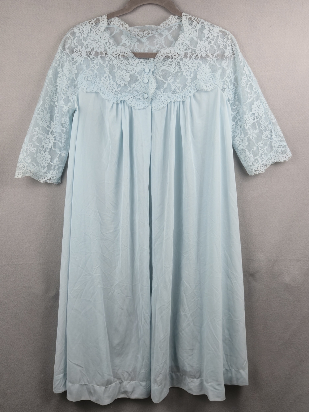 Vintage Gossard Artemis Blue Lace Yoke Robe 32